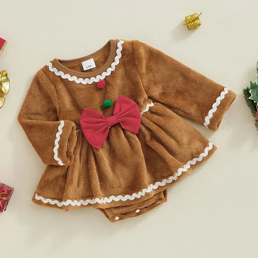 Girl's Gingerbread Christmas Romper