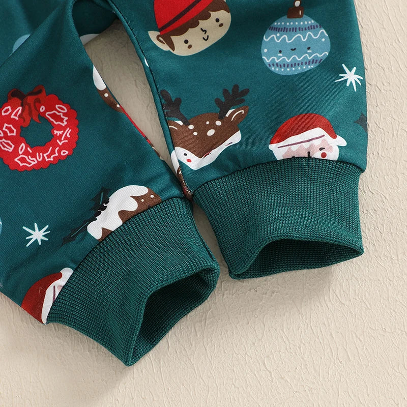 Boy's 2-Piece Christmas Holiday Print Sweatshirt & Pants Sets
