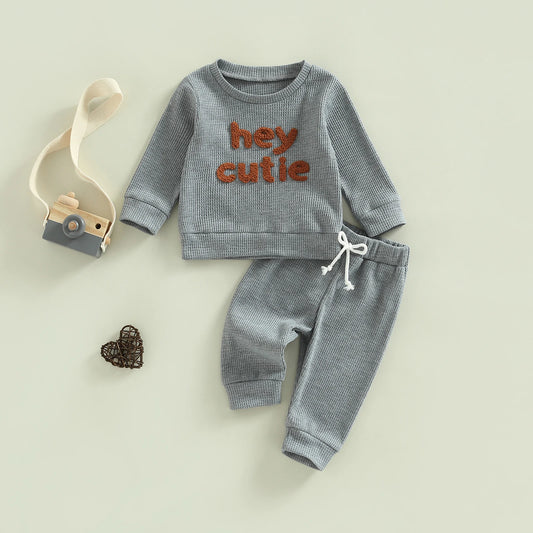 Boy's & Girl's 2-Piece "Hey Cutie" Sweatshirts & Pants Sets
