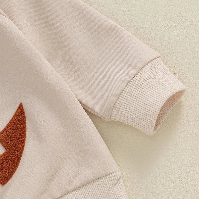 Girl's & Boy's Embroidered Pumpkin Halloween Sweatshirts