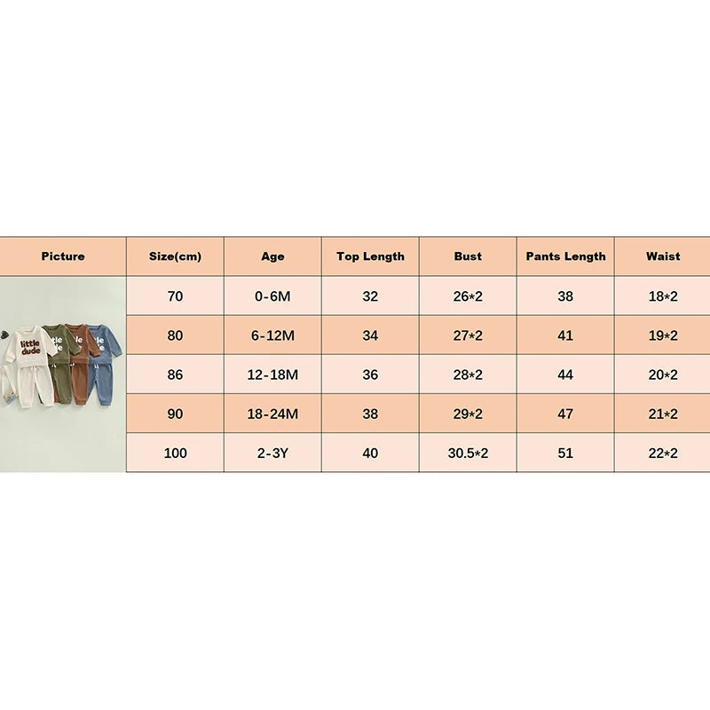 Boy's 2-Piece "Little Dude" Sweatshirts & Pants Sets