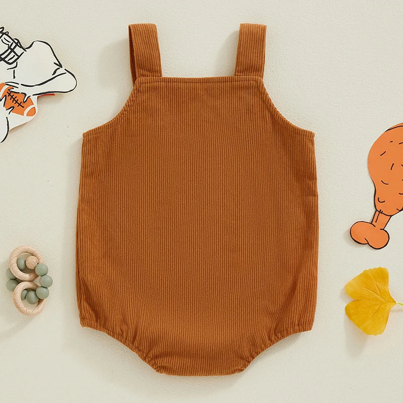 Thanksgiving ! Boy's & Girl's Embroidered Football & Turkeys Bib Overall Onesies