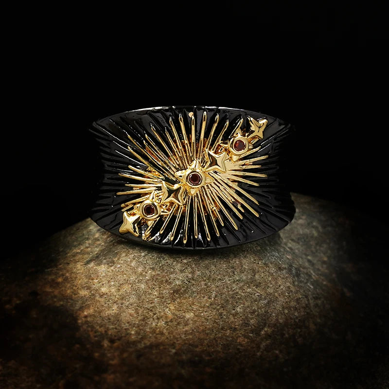Celestial Crystal Zircon Black & Gold Series Rings