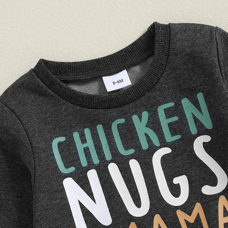 Boy's 2-Piece "Chicken Nugs & Mama Hugs" Sweatshirts & Pants Sets