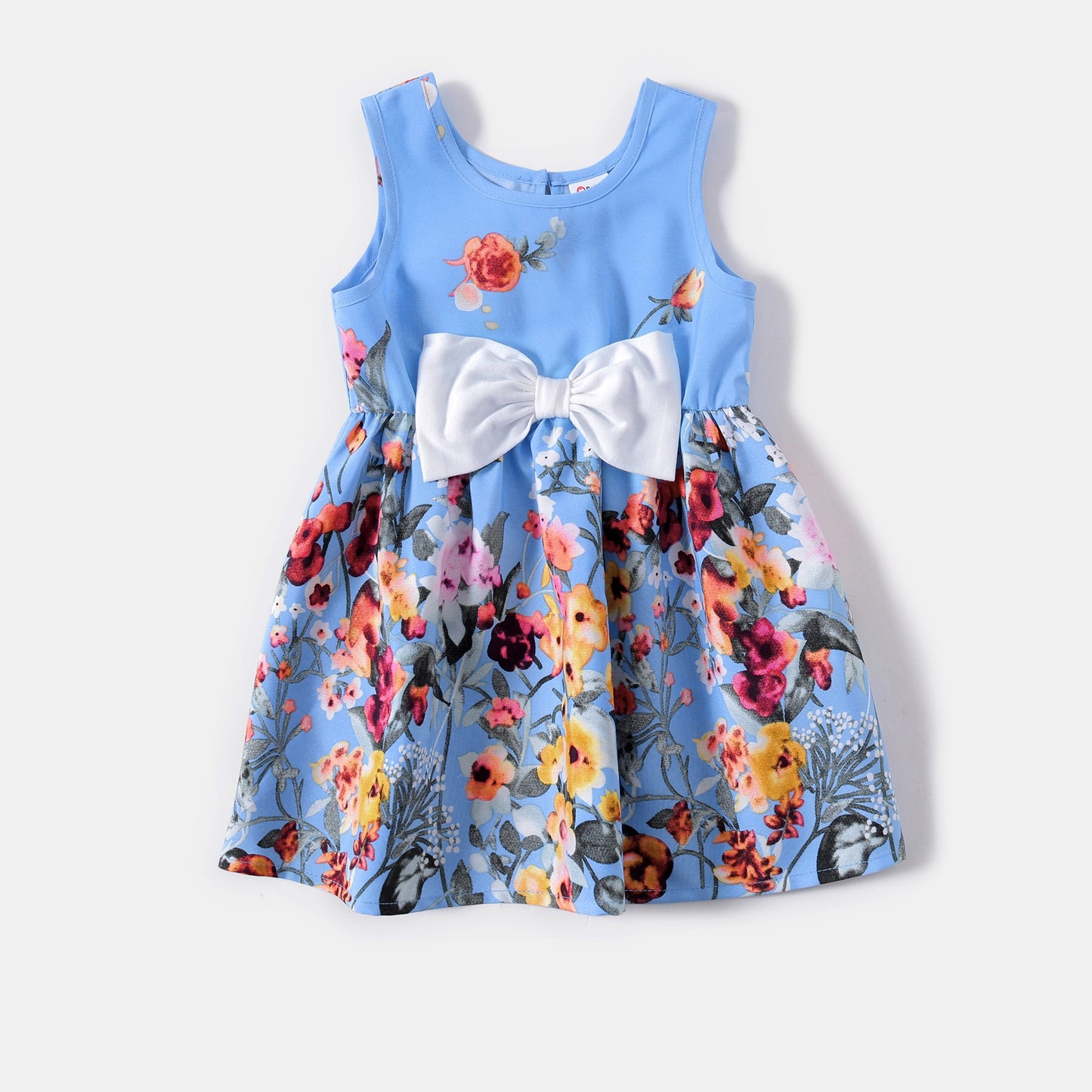 Family Matching! Blue or Yellow Floral Ruffle-Sleeve Midi Dresses & Striped T-shirts