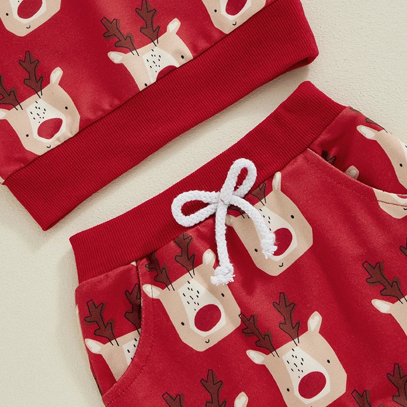 Boy's 2-Piece Christmas Reindeer Sweatshirt & Pants Sets