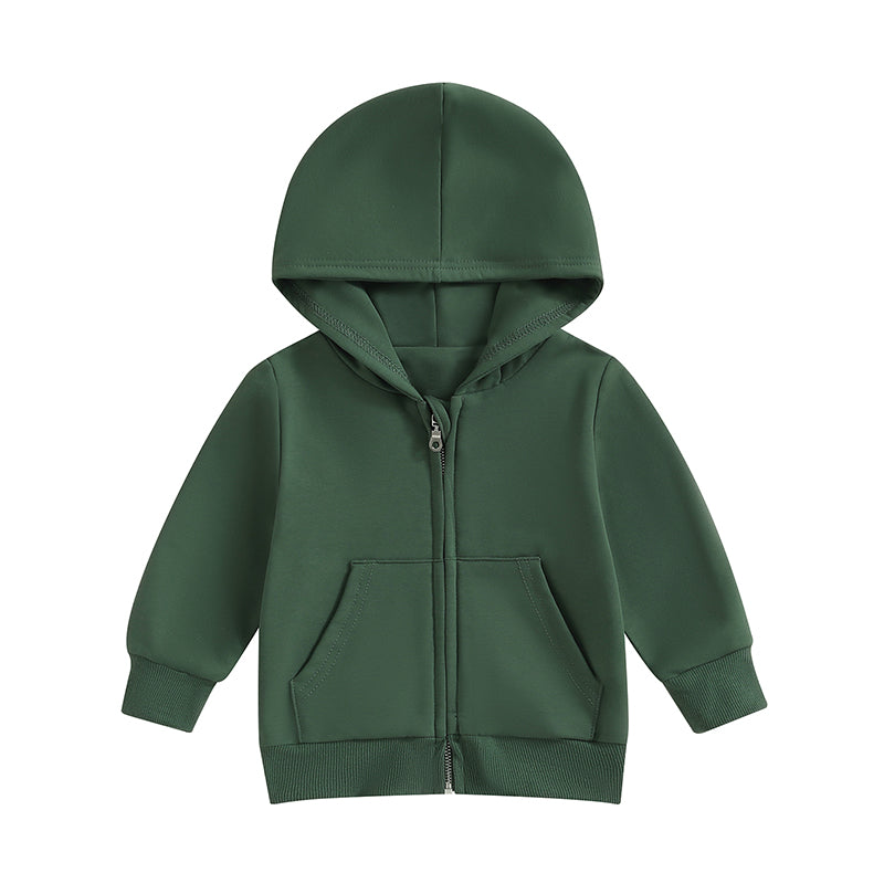 Boy's & Girl's Solid Hooded Zip Jackets