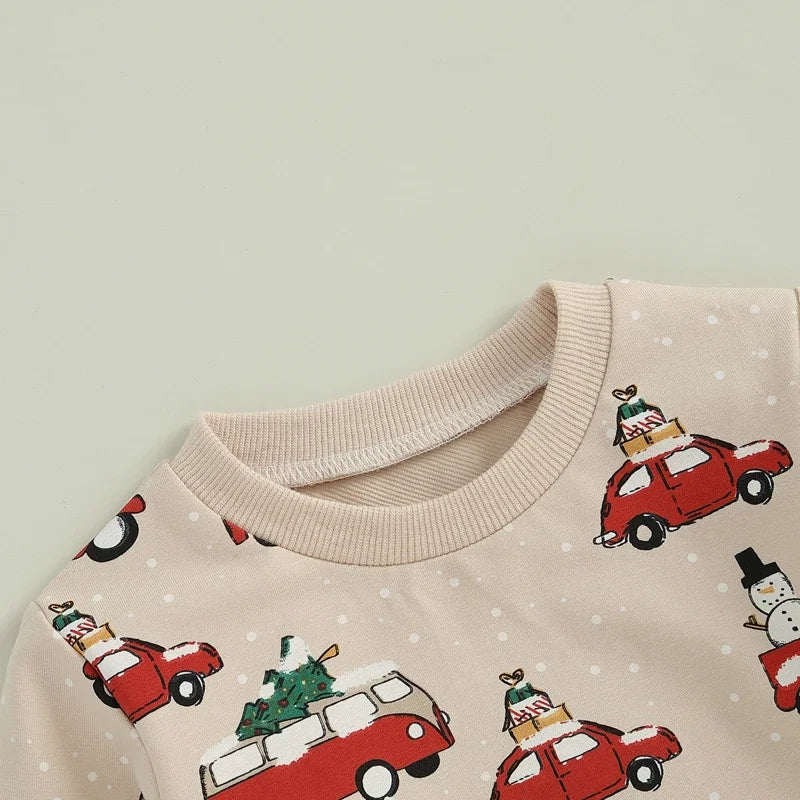 Boy's 2-Piece Christmas Truck & Christmas Tree Sweatshirt & Pants Sets