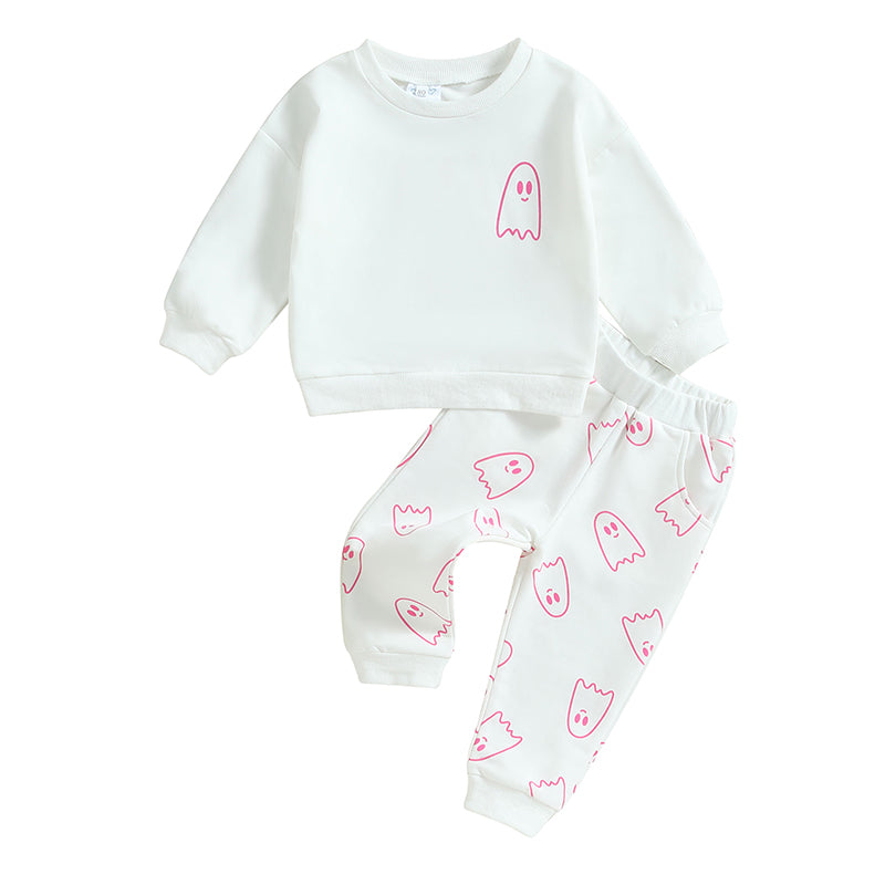 Girl’s & Boy’s Halloween 2-Piece Ghost Sweatshirt & Pants Sets