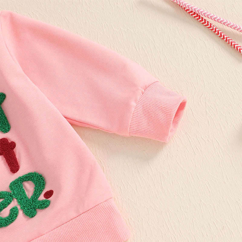 Girl's 2-Piece Christmas Embroidered "Best Gift Ever" Sweatshirt & Pants Sets