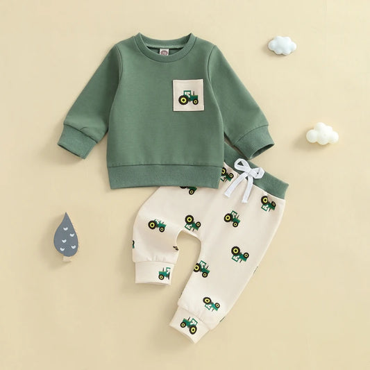 Boy's 2-Piece Tractor Sweatshirts & Pants Sets