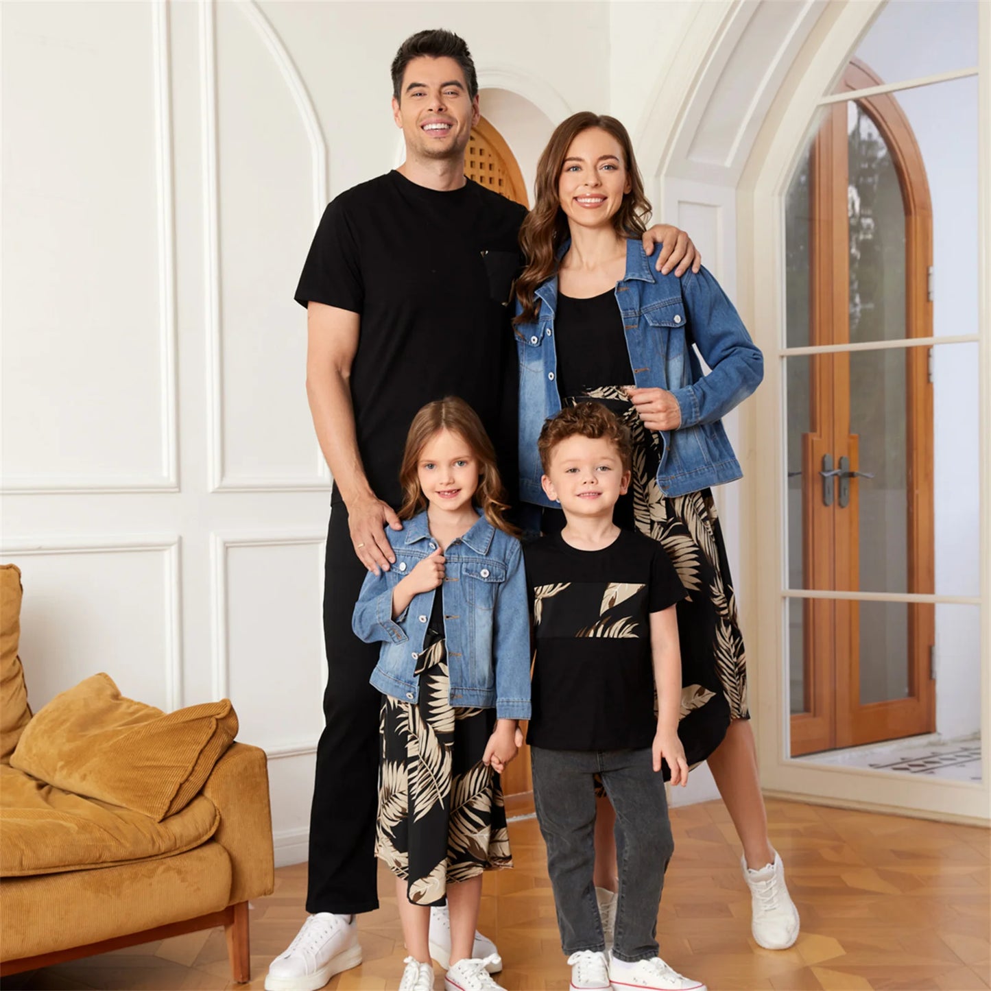 Family Matching! Floral Print Belted Cami Dresses & Solid Short Sleeve Tops