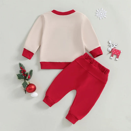 Boy's & Girl's 2-Piece Christmas Embroidered Gingerbread Man Holiday Sweatshirt & Pants Sets