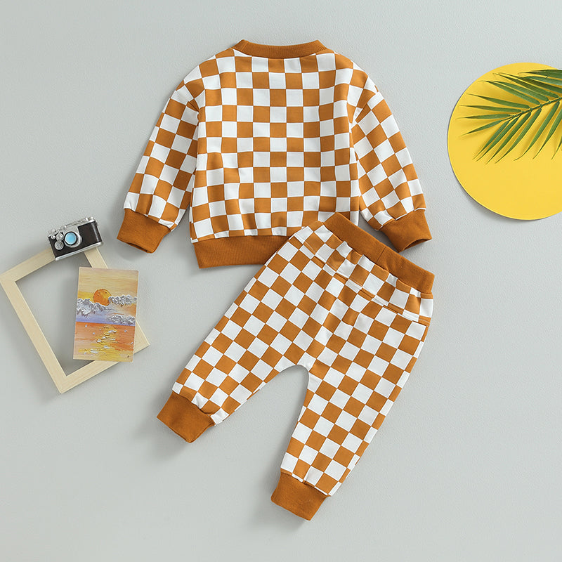 Boy's 2-Piece & Girl’s Plaid Sweatshirt & Pants Sets