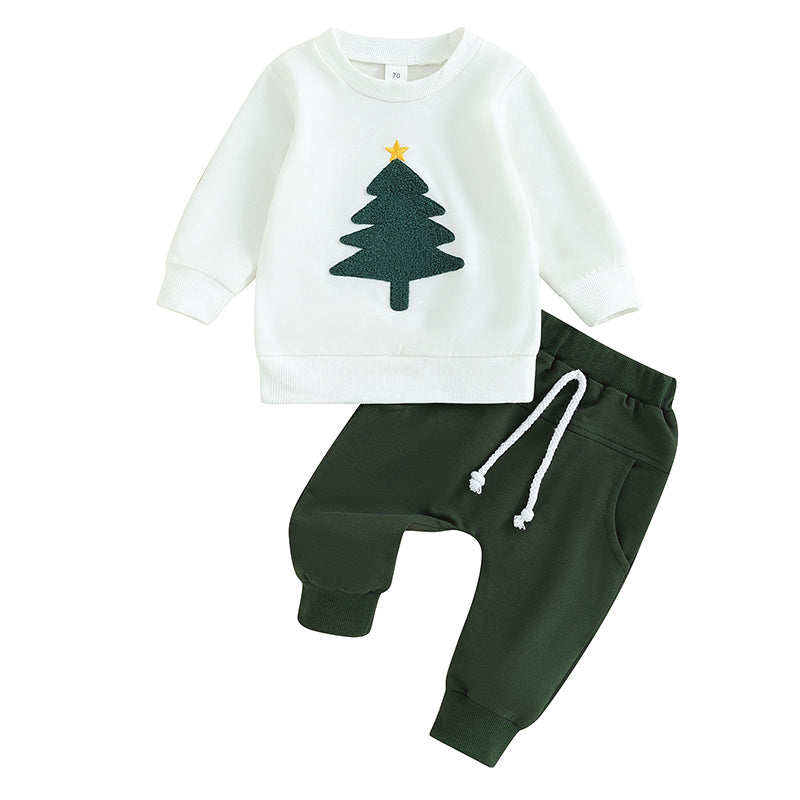 Boy's 2-Piece Christmas Tree Sweatshirt & Pants Sets