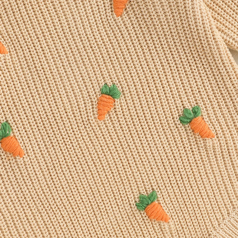 Girl's & Boy's Sweater Embroidered Easter Carrot Rompers Onesies