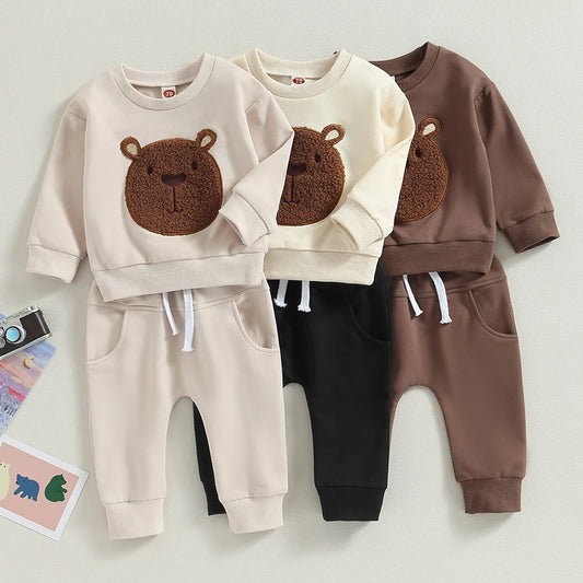 Boy's & Girl's 2-Piece Teddybear Sweatshirt & Pants Sets
