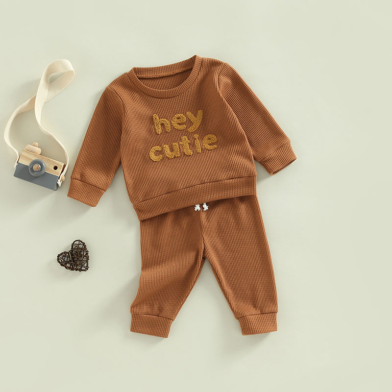 Boy's & Girl's 2-Piece "Hey Cutie" Sweatshirts & Pants Sets
