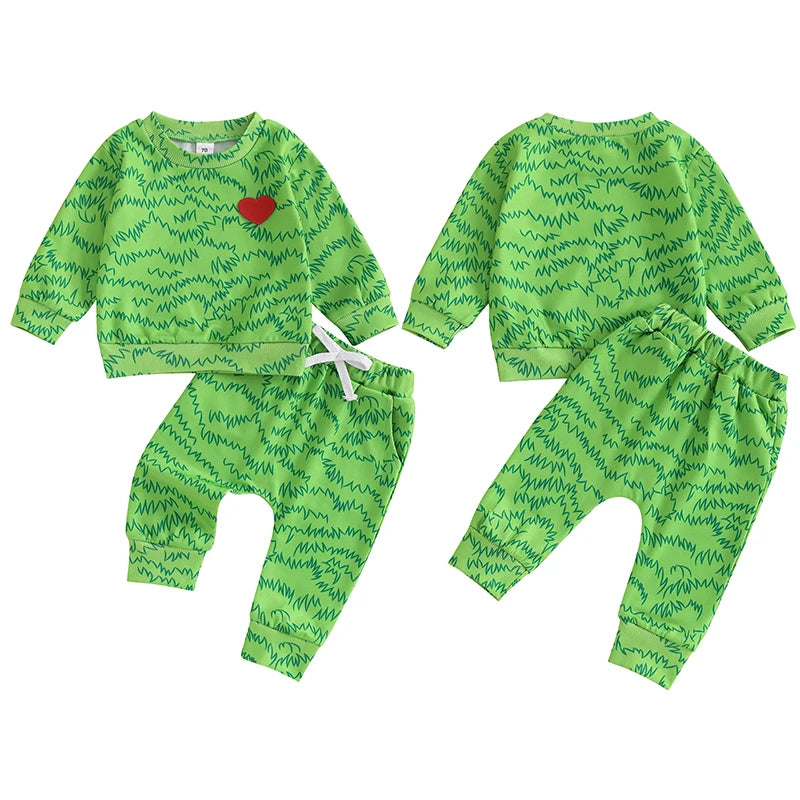 Girl's & Boy's 2-Piece Christmas Grumpy Grinch Sweatshirts & Sweatpants