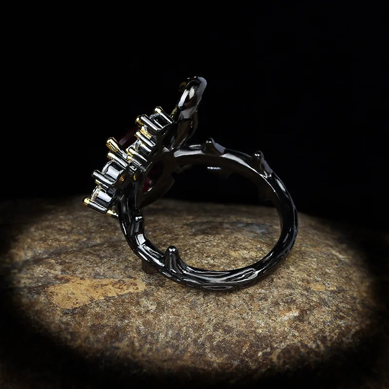 Black & Gold Style Ruby Zircon Rings