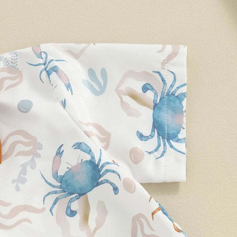 Boy's 2-Piece Rabbit & Ocean Button-Up Bow-Tie Shirts & Shorts Sets