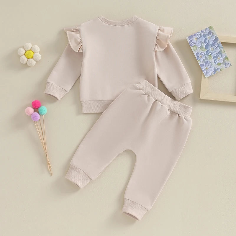 Girl’s Ruffled Sweatshirt & Drawstring Pants Sets