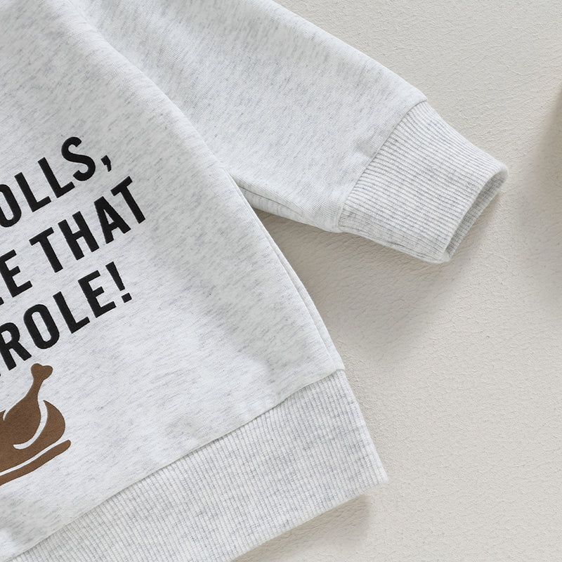 Boy's & Girl's 2-Piece Thanksgiving "Turkey, Gravy, Beans & Rolls, Let Me See That Casserole" Sweatshirts & Sweatpants Sets
