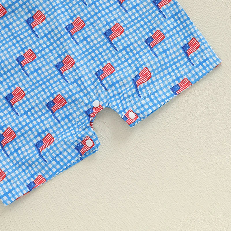 Boy's 4th of July Overall Rompers