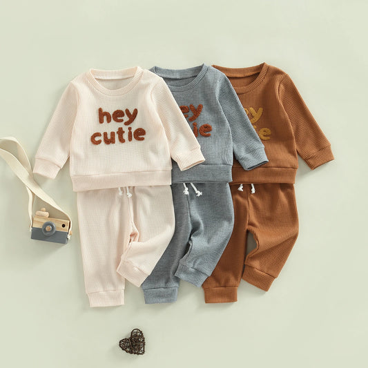 Boy's & Girl's 2-Piece "Hey Cutie" Sweatshirts & Pants Sets
