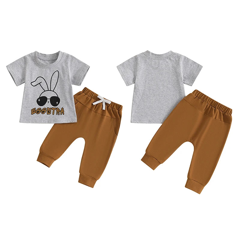 Boy's Easter Bunny T-Shirt & Pants Sets