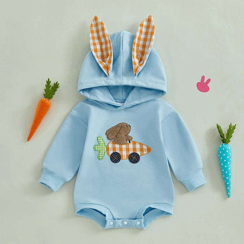 Boy's My First Easter Bunny Hoodie Rompers