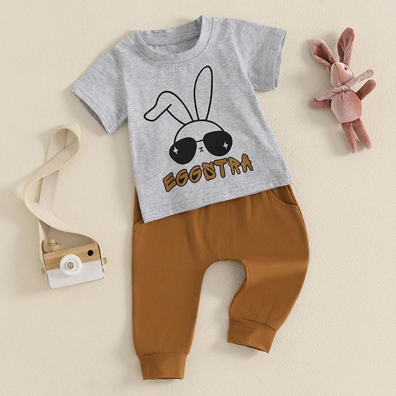 Boy's Easter Bunny T-Shirt & Pants Sets