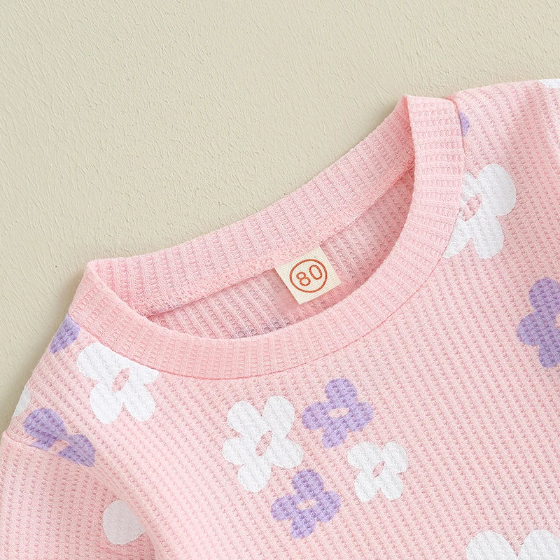 Girl's Floral Sweatshirt & Flared Pants Sets