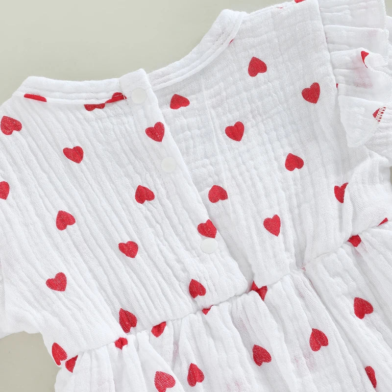 Girl's Heart Romper Dresses & Headband Sets