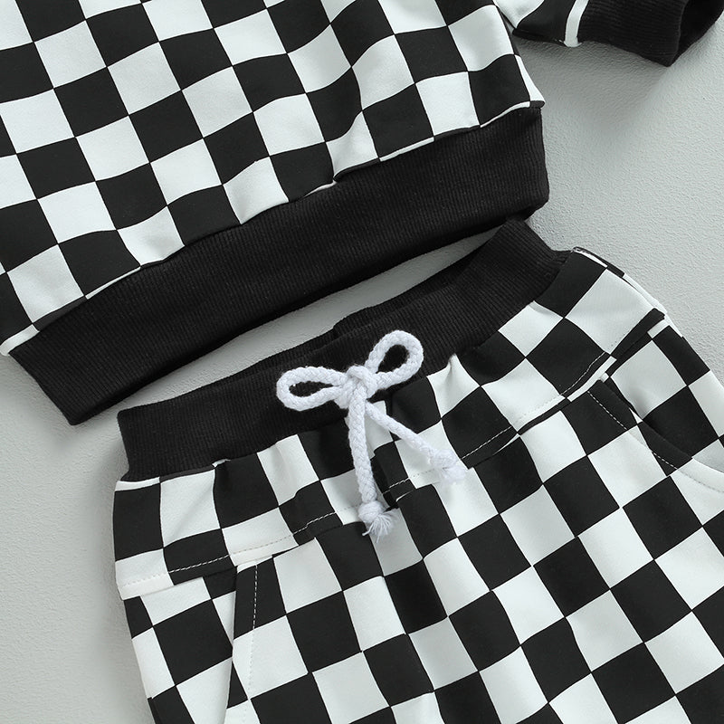 Boy's 2-Piece & Girl’s Plaid Sweatshirt & Pants Sets