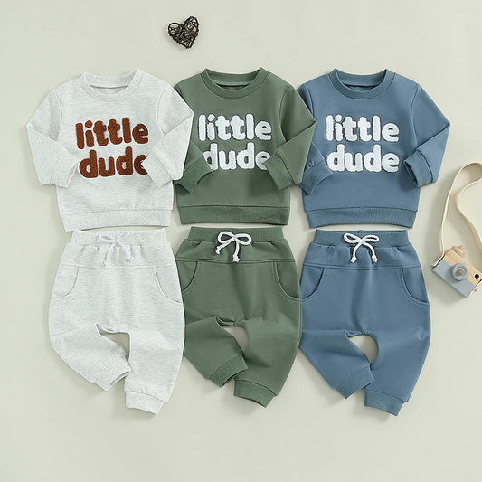 Boy’s 2-Piece Embroidered Sweatshirt & Pants Sets