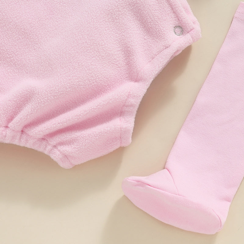 Girl's 2-Piece Fuzzy Flamingo Halloween Costume Sets with Romper & Leg Warmers