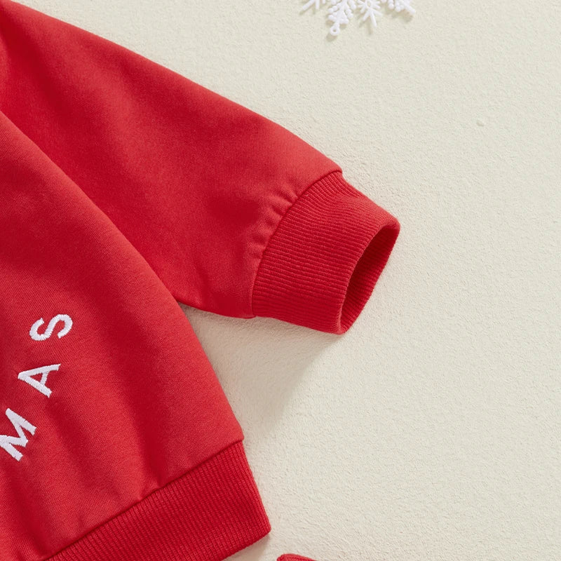 Boy's & Girl's 2-Piece Christmas Embroidered "My First Christmas" Santa Sweatshirt & Pants Sets