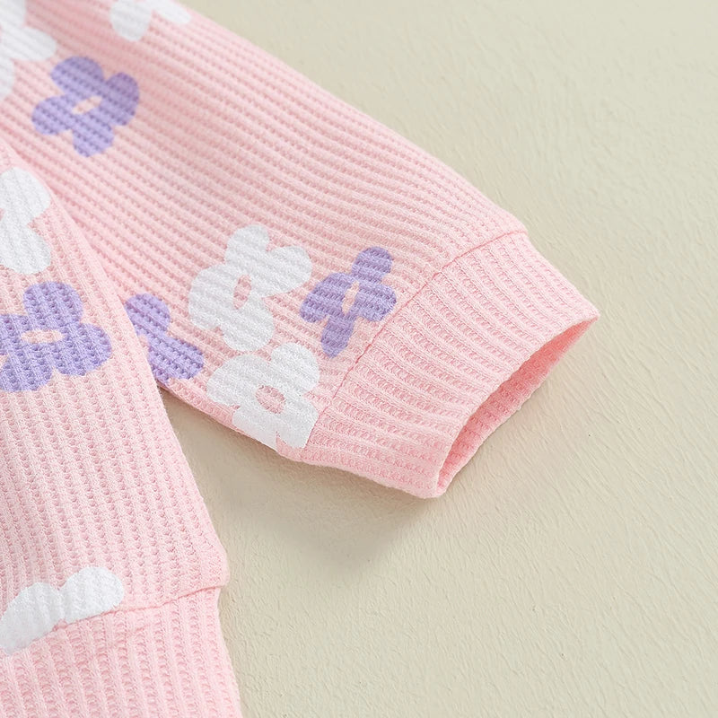 Girl's Floral Sweatshirt & Flared Pants Sets