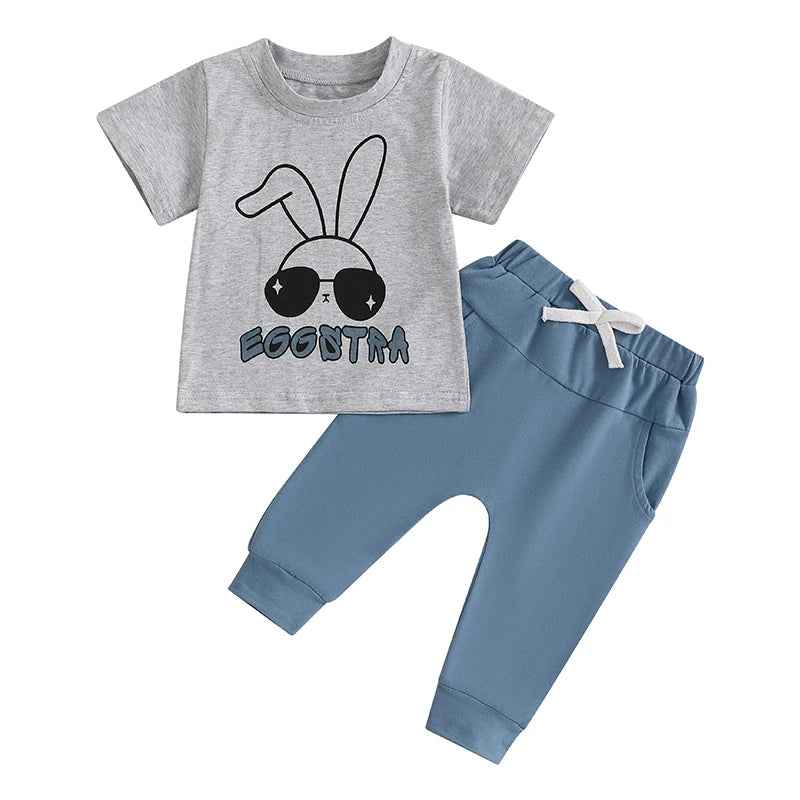 Boy's Easter Bunny T-Shirt & Pants Sets
