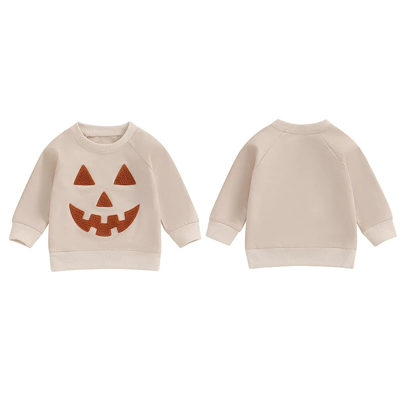 Girl's & Boy's Embroidered Pumpkin Halloween Sweatshirts