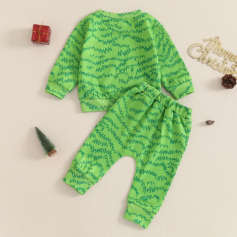 Girl's & Boy's 2-Piece Christmas Grumpy Grinch Sweatshirts & Sweatpants