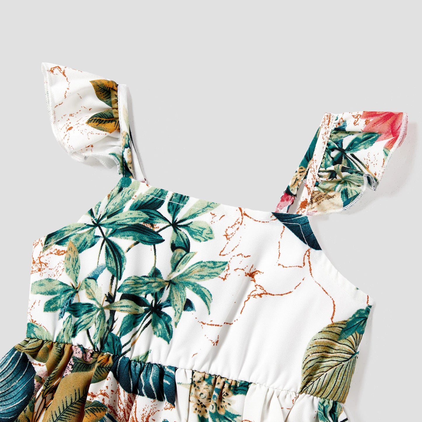 Family Matching! Beach Shirt & Floral Button-Front Strap Dresses