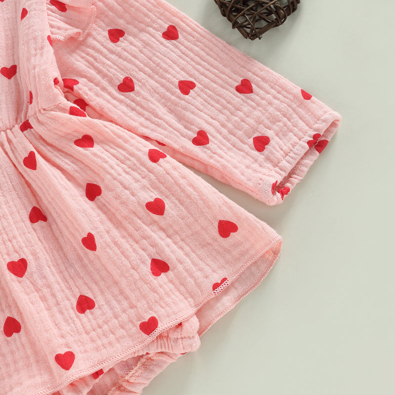 Girl's Heart Romper Dresses & Headband Sets