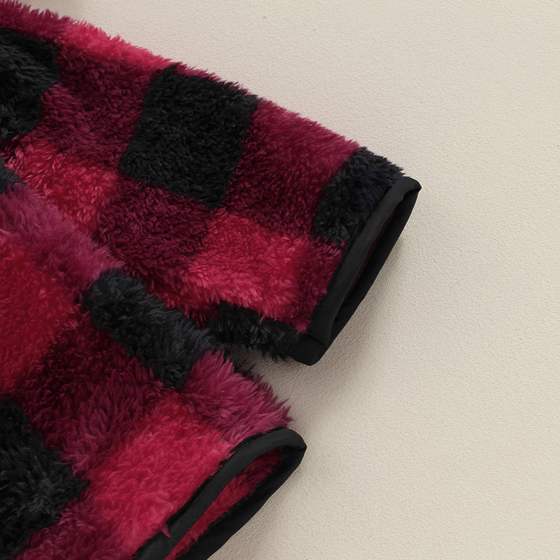 Boy's & Girl's Fuzzy Fleece Plaid Zip Jackets