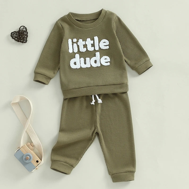 Boy's 2-Piece "Little Dude" Sweatshirts & Pants Sets