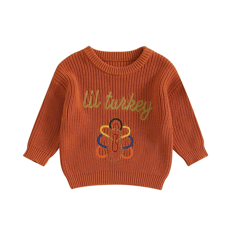 Boy's & Girl's Embroidered "Lil Turkey" Thanksgiving Turkey Sweatshirts