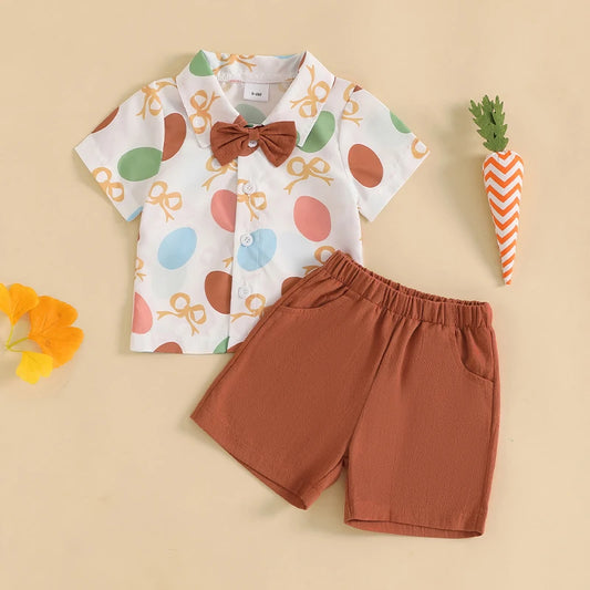 Boy's Easter Dinosaur/Eggs Shirt & Shorts
