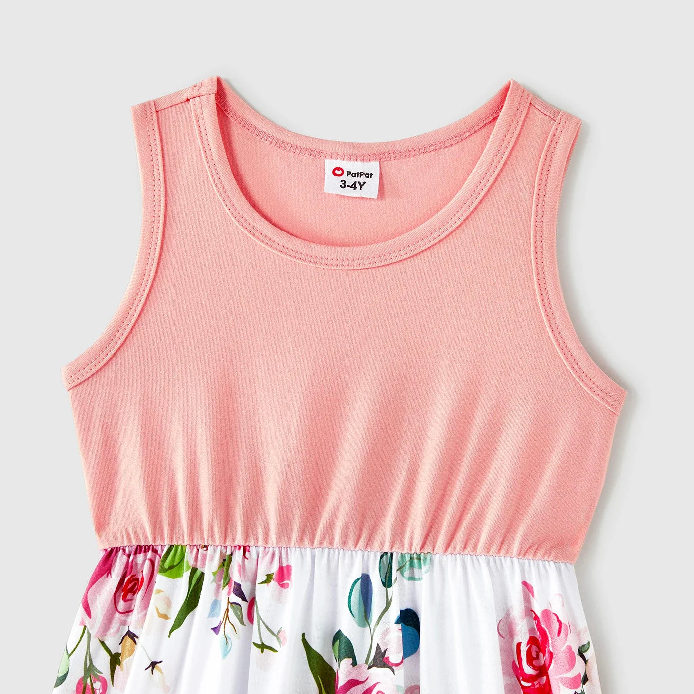 Family Matching! Pink Sleeveless Floral Midi Dresses, Rompers & Color Block Polo Shirts
