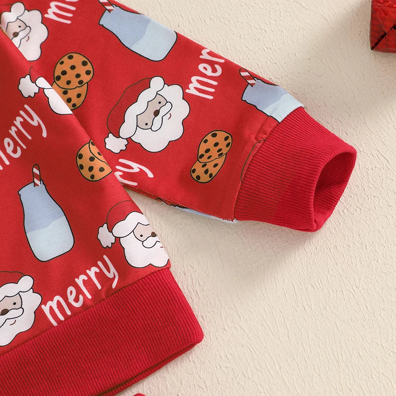 Boy's 2-Piece Christmas Santa Cookies & Milk Top & Pants Sets